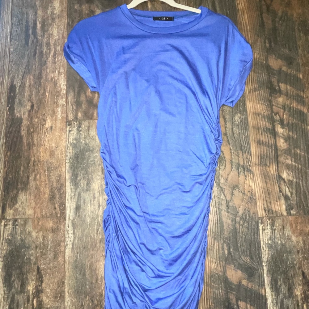 Rouched blue body con dress size Sm